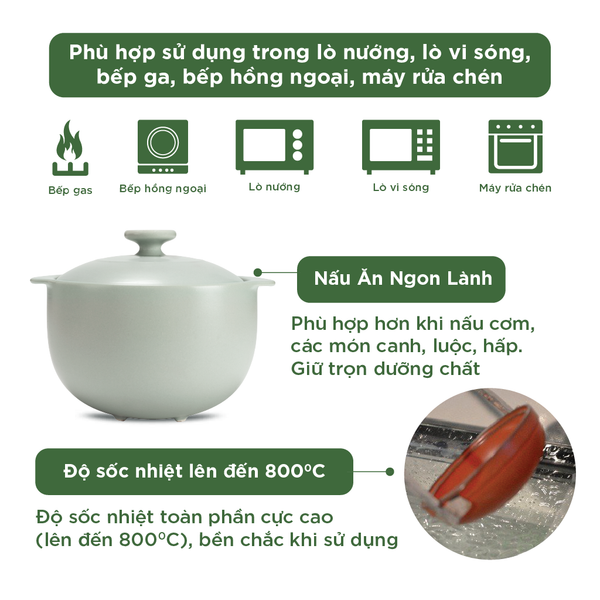 Nồi dưỡng sinh Vesta (Nồi tròn cao) 1.2 L + nắp (CK) - Màu Xám 2