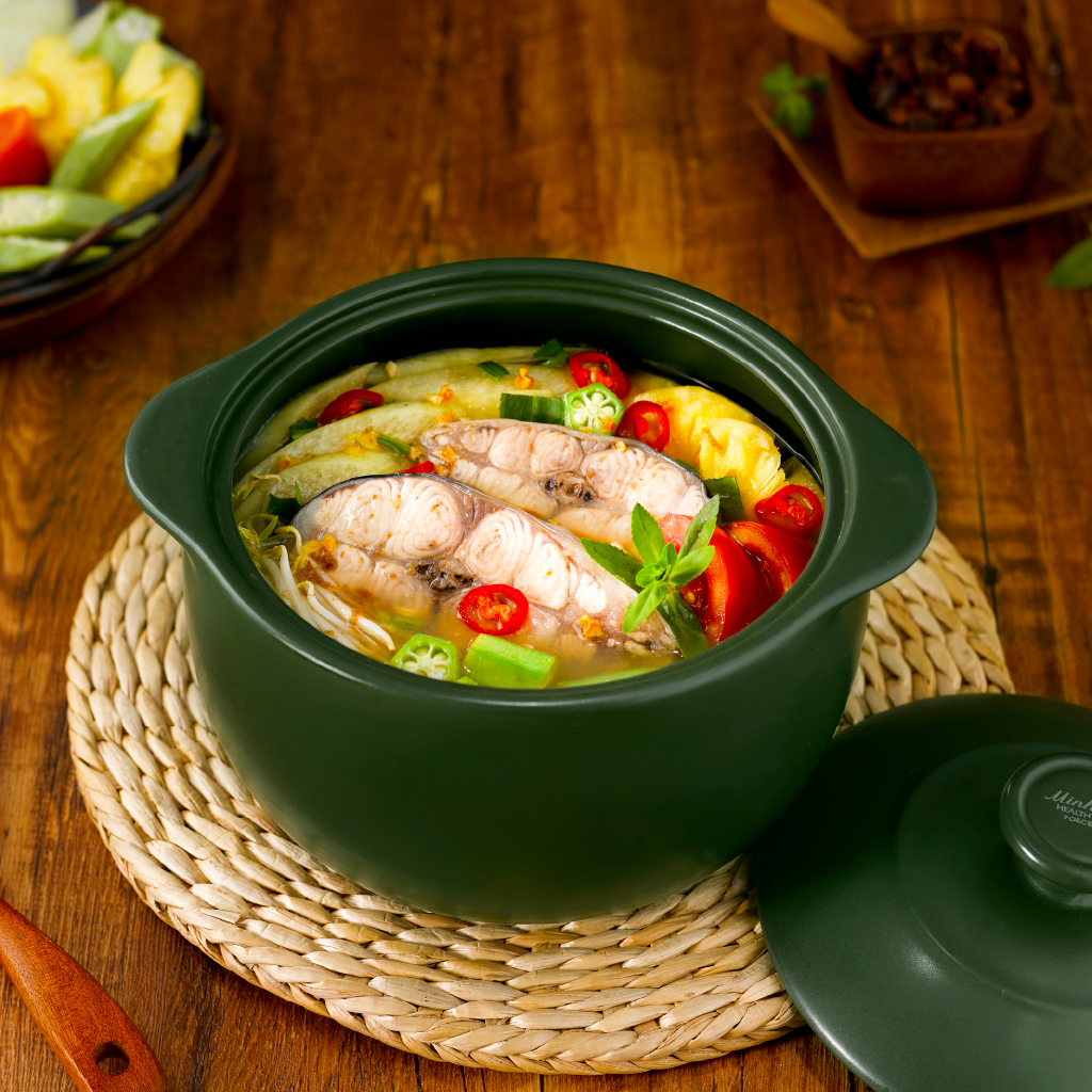 Nồi dưỡng sinh Vesta (Nồi tròn cao) 1.2 L + nắp (CK) - Xanh Rêu