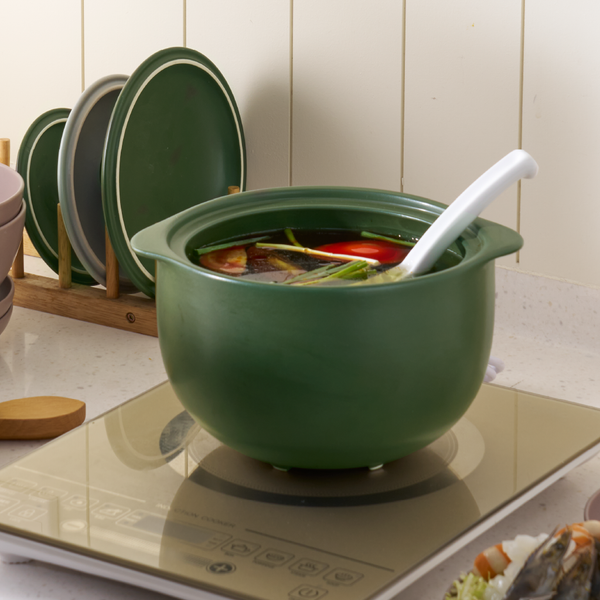 Nồi dưỡng sinh Vesta (Nồi tròn cao) 1.2 L + nắp (CK) - Xanh Rêu