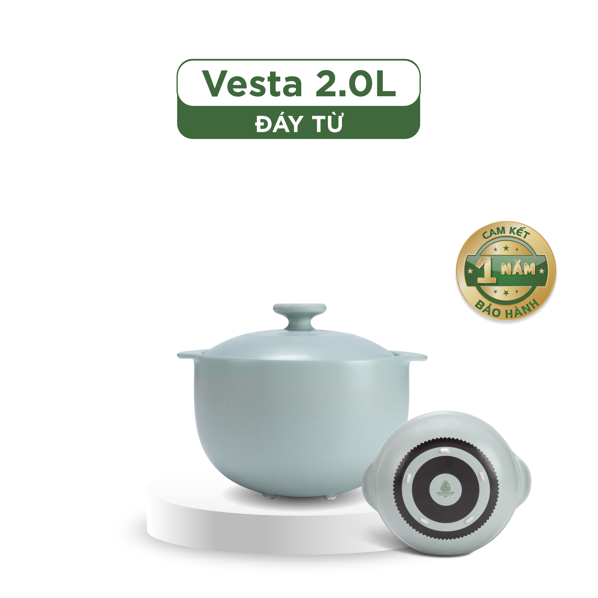 Nồi dưỡng sinh Vesta (Nồi tròn cao) 2.0 L + nắp (CK) (bếp từ)