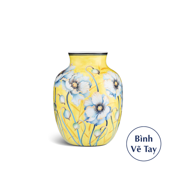 Bình Hoa 26 cm - Hoa Anh Túc Nền Vàng