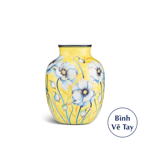  Bình Hoa 26 cm - Hoa Anh Túc Nền Vàng 