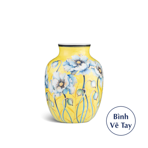  Bình Hoa 26 cm - Hoa Anh Túc Nền Vàng 