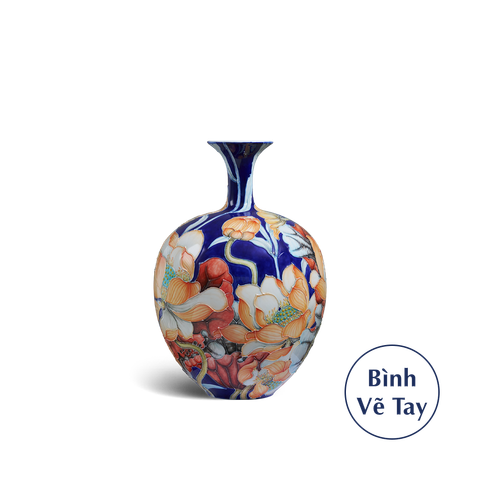  Bình hoa 30 cm - Hoa Sen Nền Cobalt 
