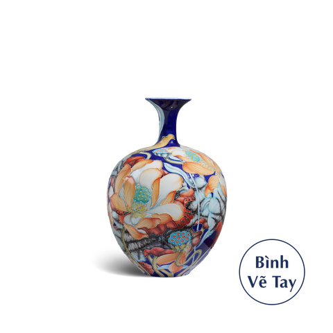  Bình hoa 30 cm - Hoa Sen Nền Cobalt 