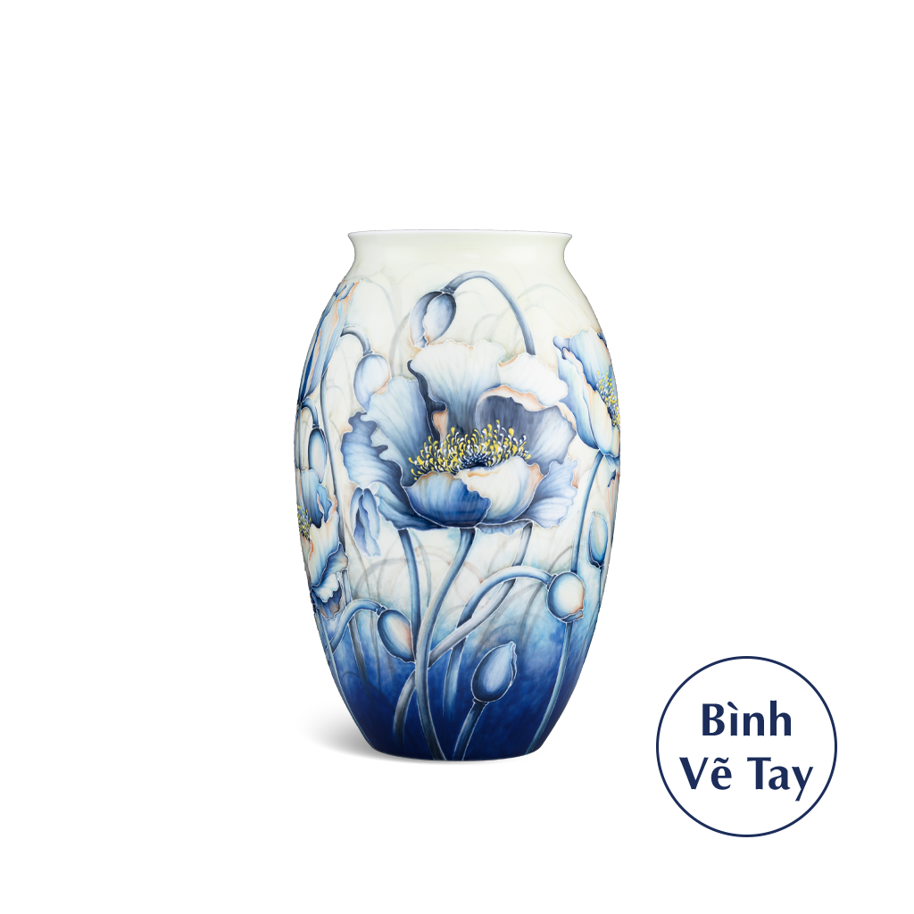 Bình hoa 31 cm - Hoa Anh Túc Cobalt