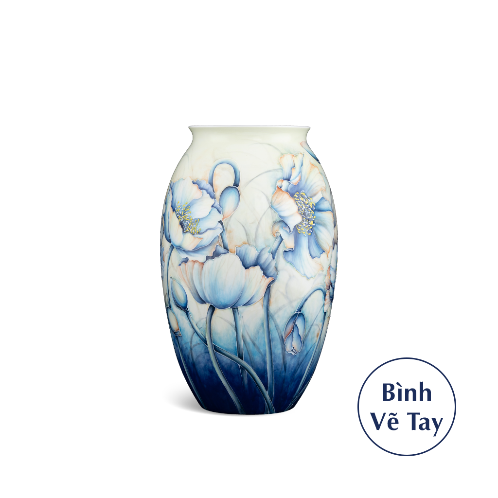 Bình hoa 31 cm - Hoa Anh Túc Cobalt