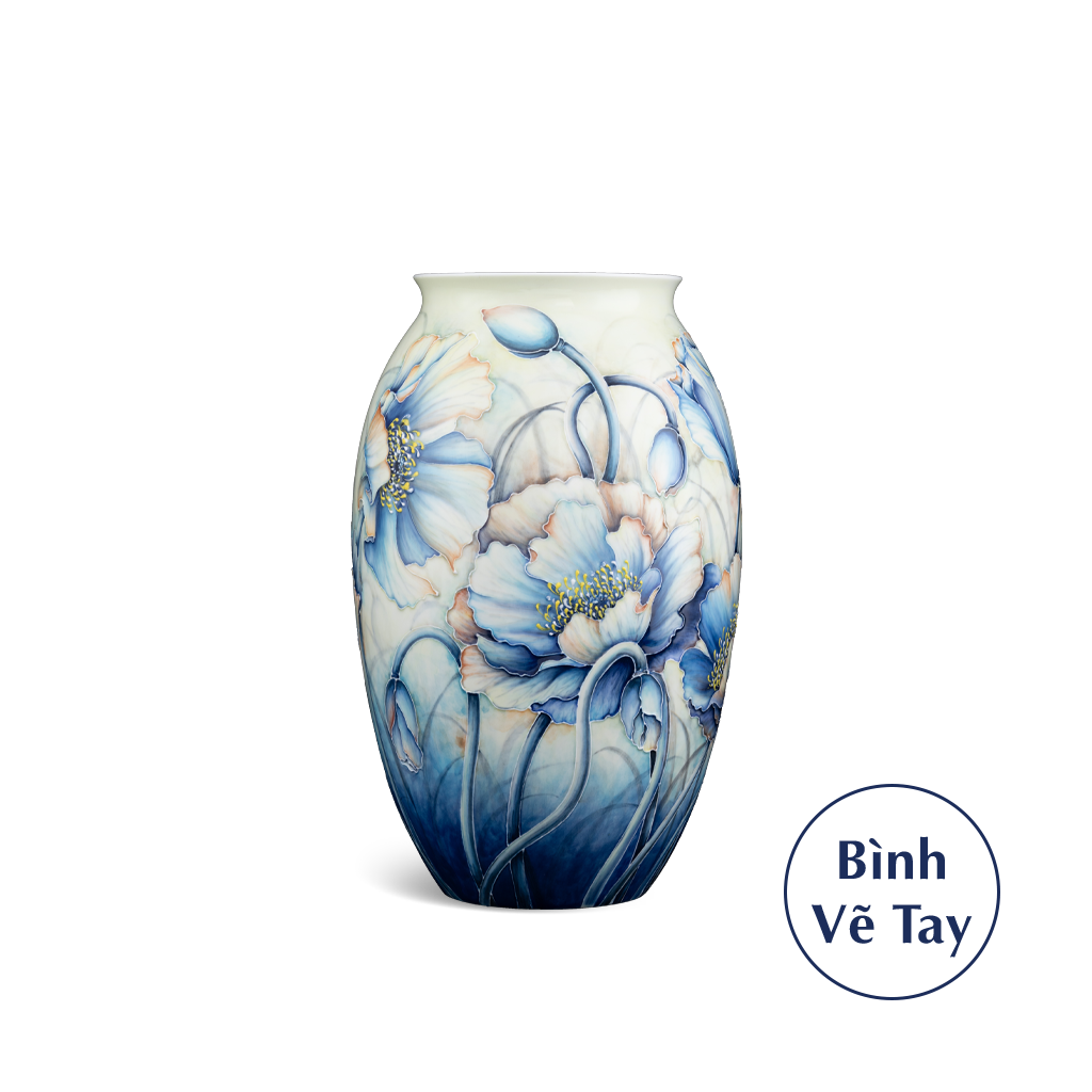 Bình hoa 31 cm - Hoa Anh Túc Cobalt
