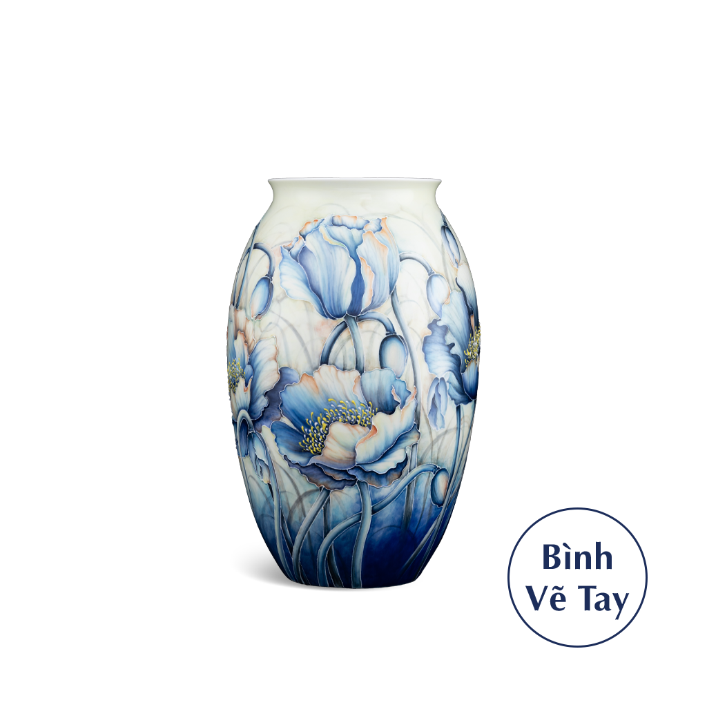 Bình hoa 31 cm - Hoa Anh Túc Cobalt