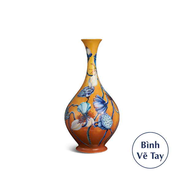 Bình hoa 40 cm - Sen Nền Cam
