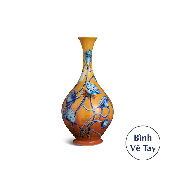 Bình hoa 40 cm - Sen Nền Cam