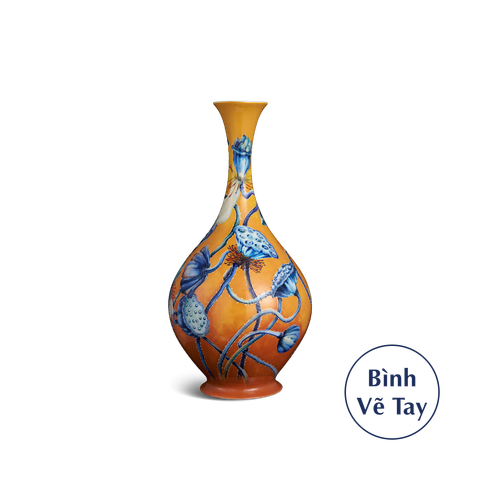  Bình hoa 40 cm - Sen Nền Cam 