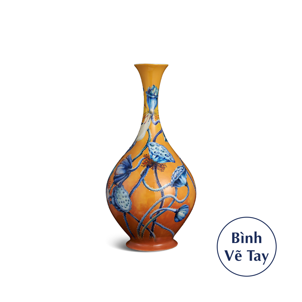 Bình hoa 40 cm - Sen Nền Cam