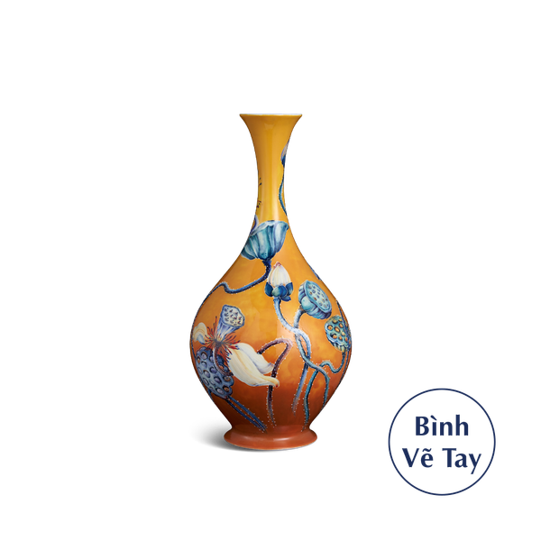 Bình hoa 40 cm - Sen Nền Cam