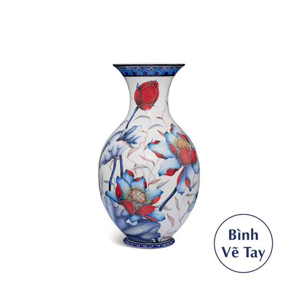 Bình hoa 41 cm - Sen Cobalt Đỏ - Bình Hoa - Trang Trí