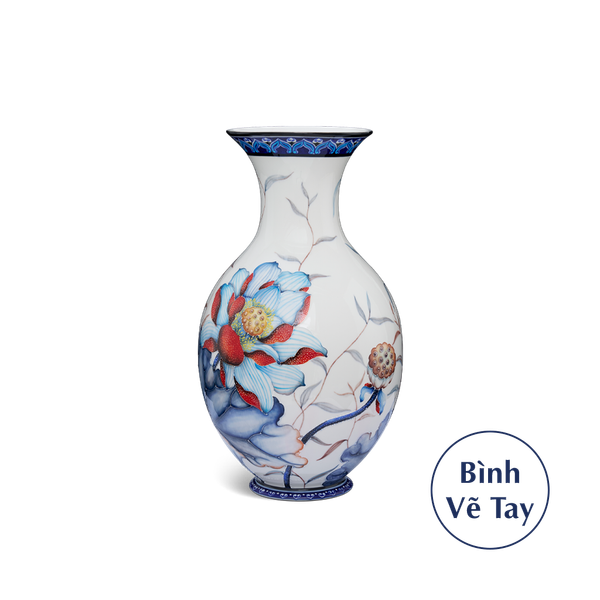 Bình hoa 41 cm - Sen Cobalt Đỏ - Bình Hoa - Trang Trí