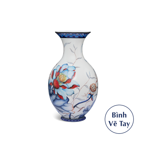  Bình hoa 41 cm - Sen Cobalt Đỏ - Bình Hoa - Trang Trí 