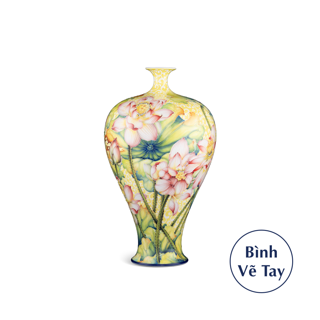 Bình hoa 41 cm - Hoa sen - Bình Hoa - Trang trí