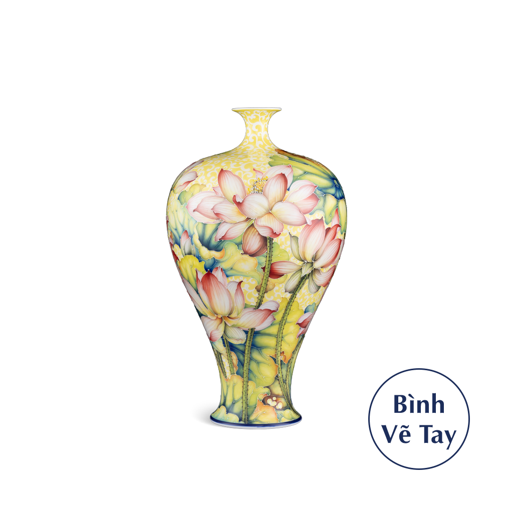 Bình hoa 41 cm - Hoa sen - Bình Hoa - Trang trí