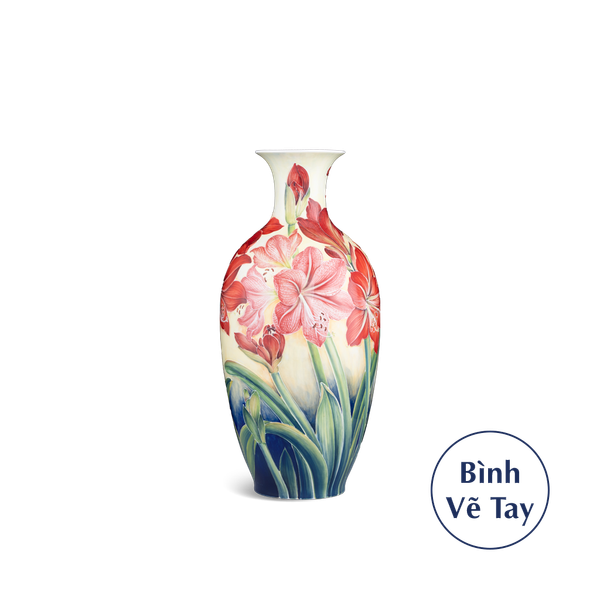 Bình hoa 42 cm - Huệ Đỏ - Bình Hoa - Vẽ Tay