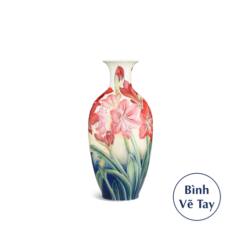  Bình hoa 42 cm - Huệ Đỏ - Bình Hoa - Vẽ Tay 