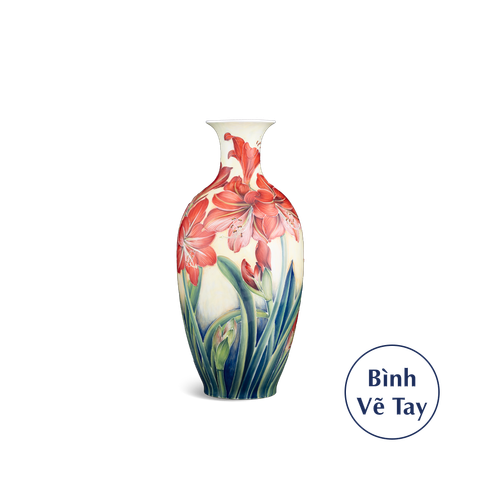  Bình hoa 42 cm - Huệ Đỏ - Bình Hoa - Vẽ Tay 