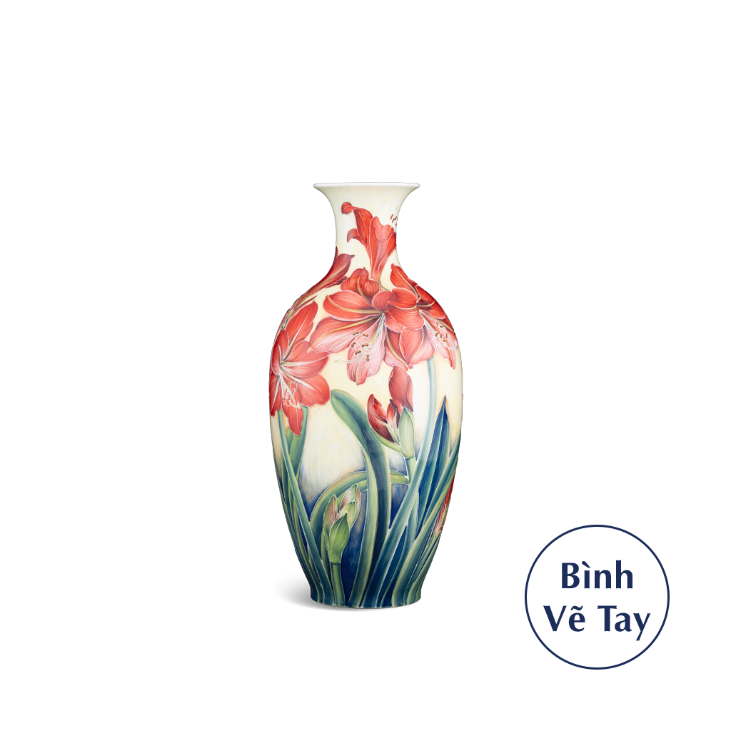 Bình hoa 42 cm - Huệ Đỏ - Bình Hoa - Vẽ Tay