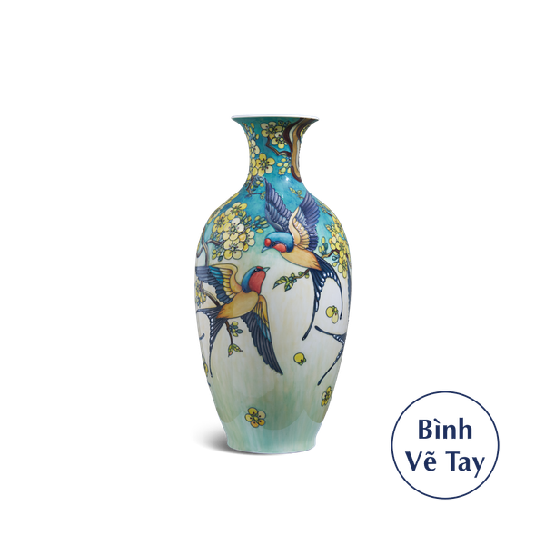 Bình hoa 42 cm - Chim Én Và Hoa Mai Cách Điệu