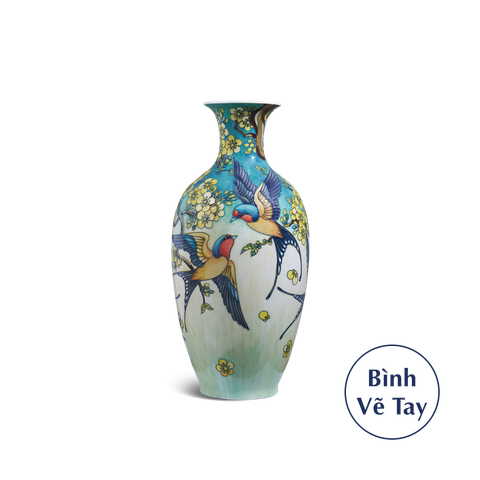  Bình hoa 42 cm - Chim Én Và Hoa Mai Cách Điệu 