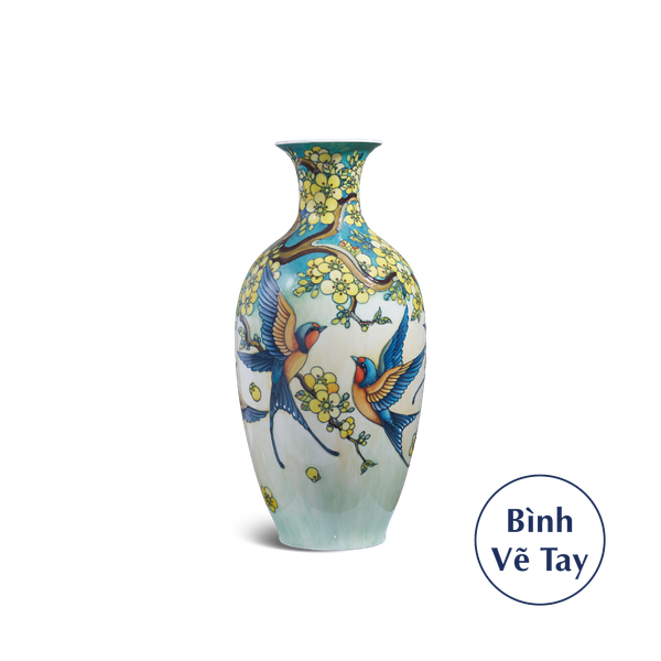 Bình hoa 42 cm - Chim Én Và Hoa Mai Cách Điệu