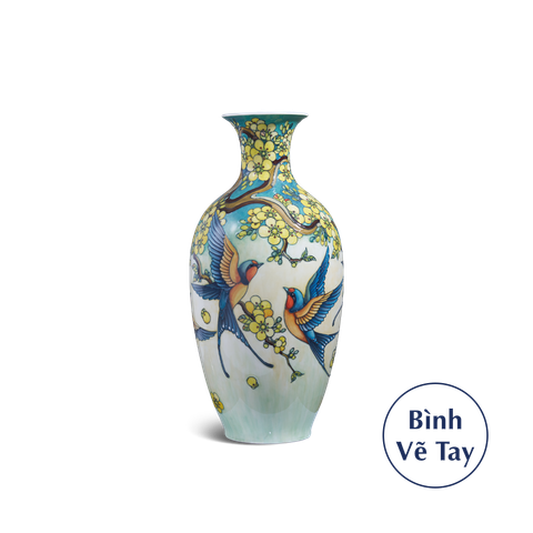  Bình hoa 42 cm - Chim Én Và Hoa Mai Cách Điệu 