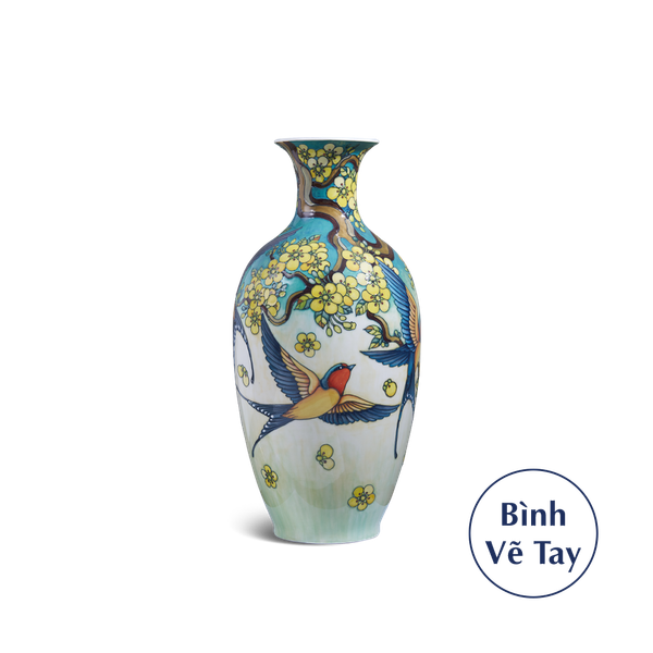 Bình hoa 42 cm - Chim Én Và Hoa Mai Cách Điệu