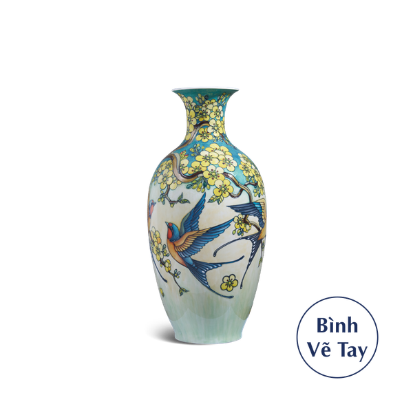 Bình hoa 42 cm - Chim Én Và Hoa Mai Cách Điệu