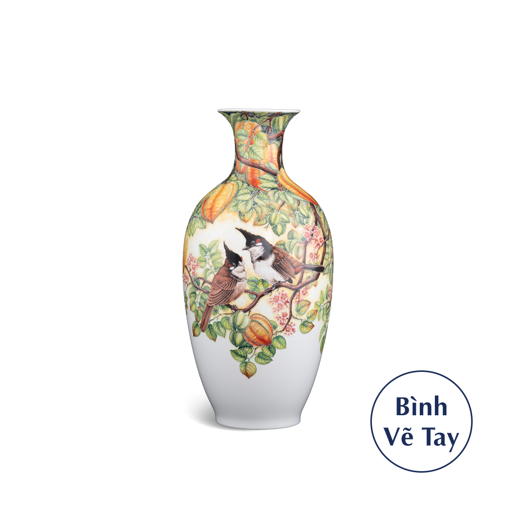 Bình hoa 42 cm - Chim và Khế - Bình Hoa - Vẽ tay