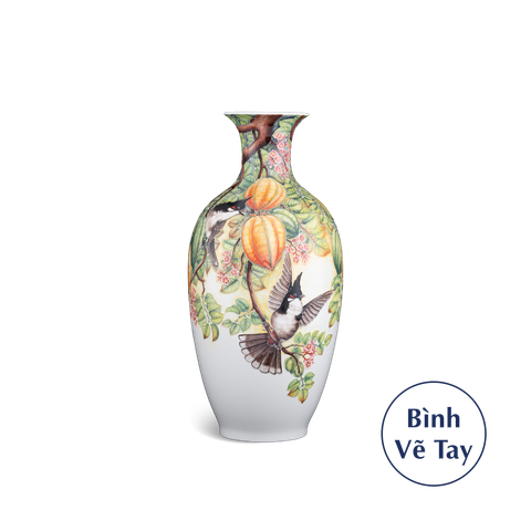  Bình hoa 42 cm - Chim và Khế - Bình Hoa - Vẽ tay 