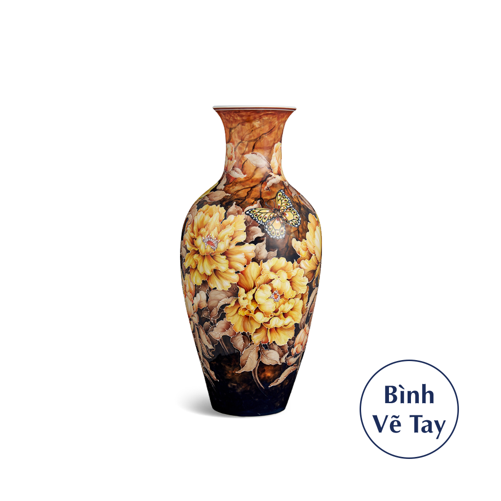Bình hoa 42 cm - Hoa Mẫu Đơn