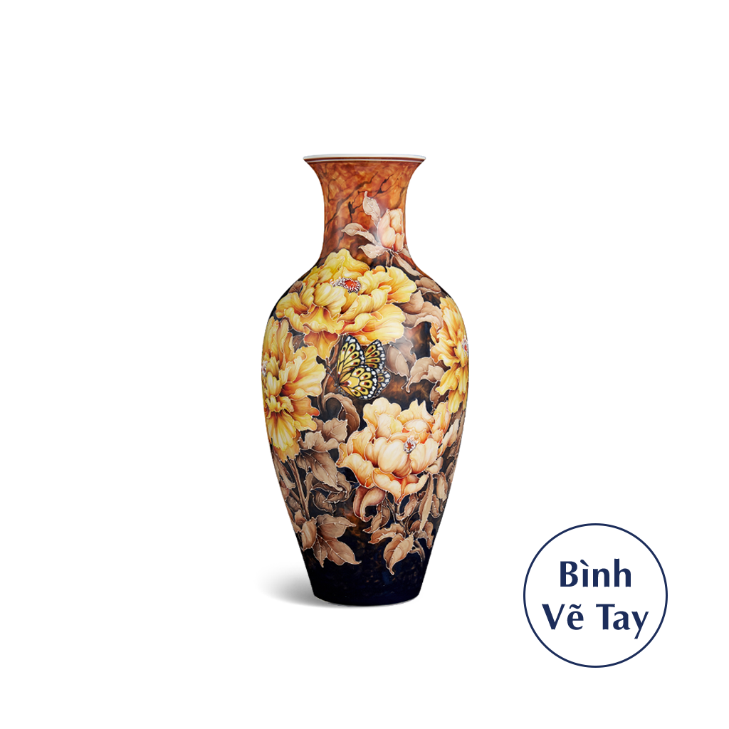 Bình hoa 42 cm - Hoa Mẫu Đơn