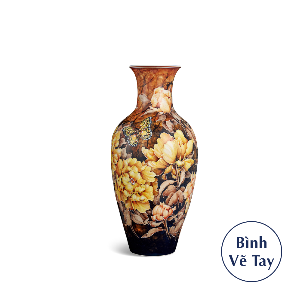 Bình hoa 42 cm - Hoa Mẫu Đơn