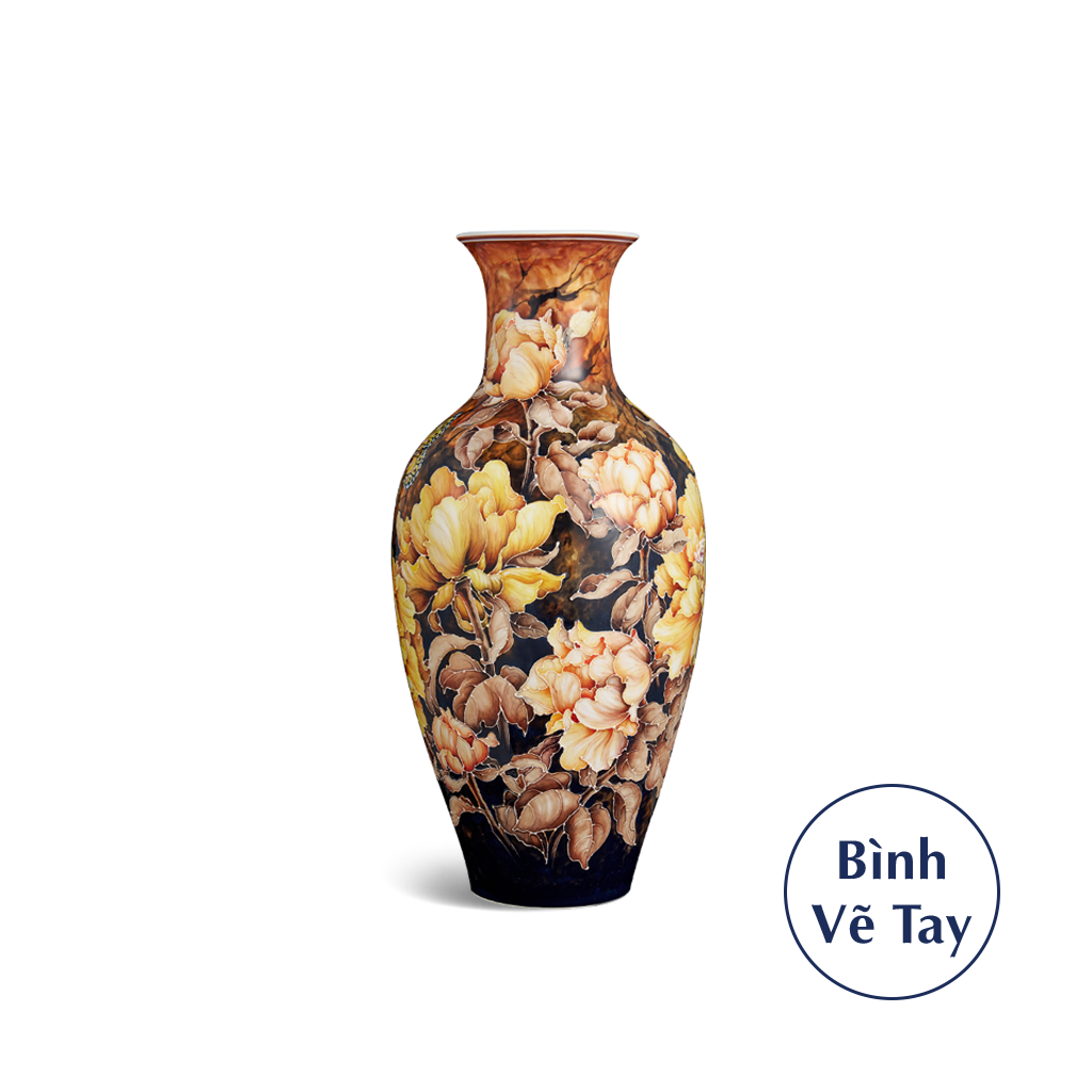 Bình hoa 42 cm - Hoa Mẫu Đơn