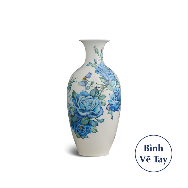 Bình hoa 42 cm - Hoa hồng xanh