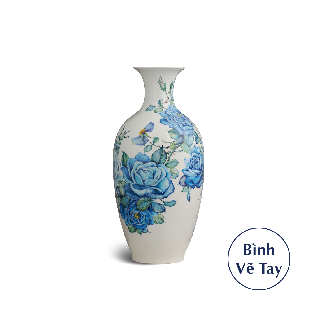 Bình hoa 42 cm - Hoa hồng xanh