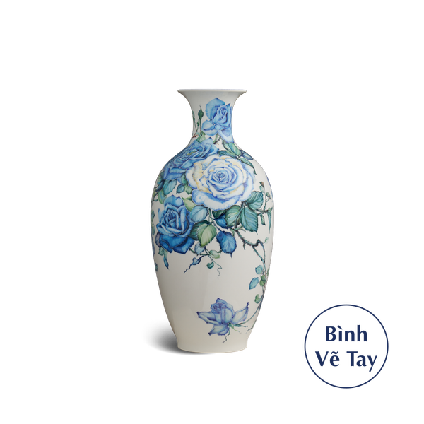 Bình hoa 42 cm - Hoa hồng xanh