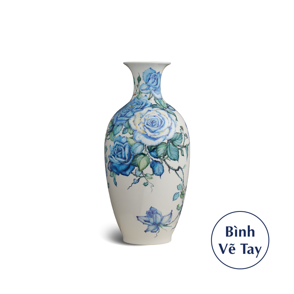 Bình hoa 42 cm - Hoa hồng xanh