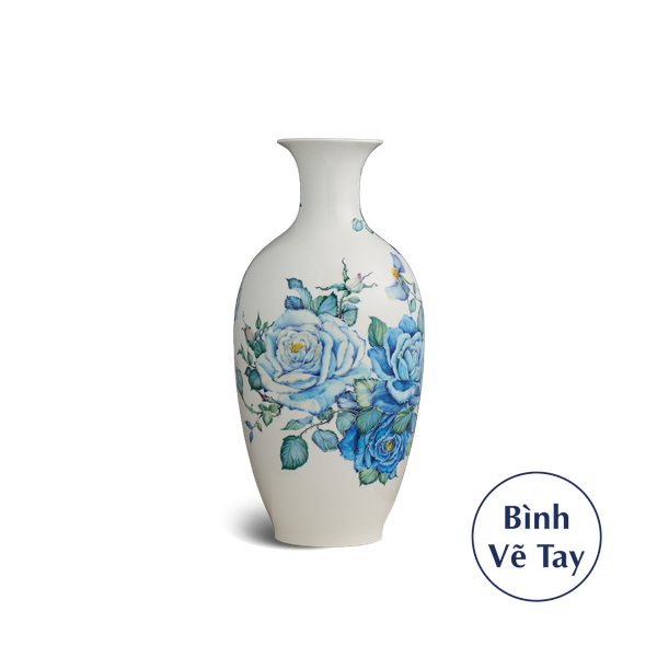 Bình hoa 42 cm - Hoa hồng xanh