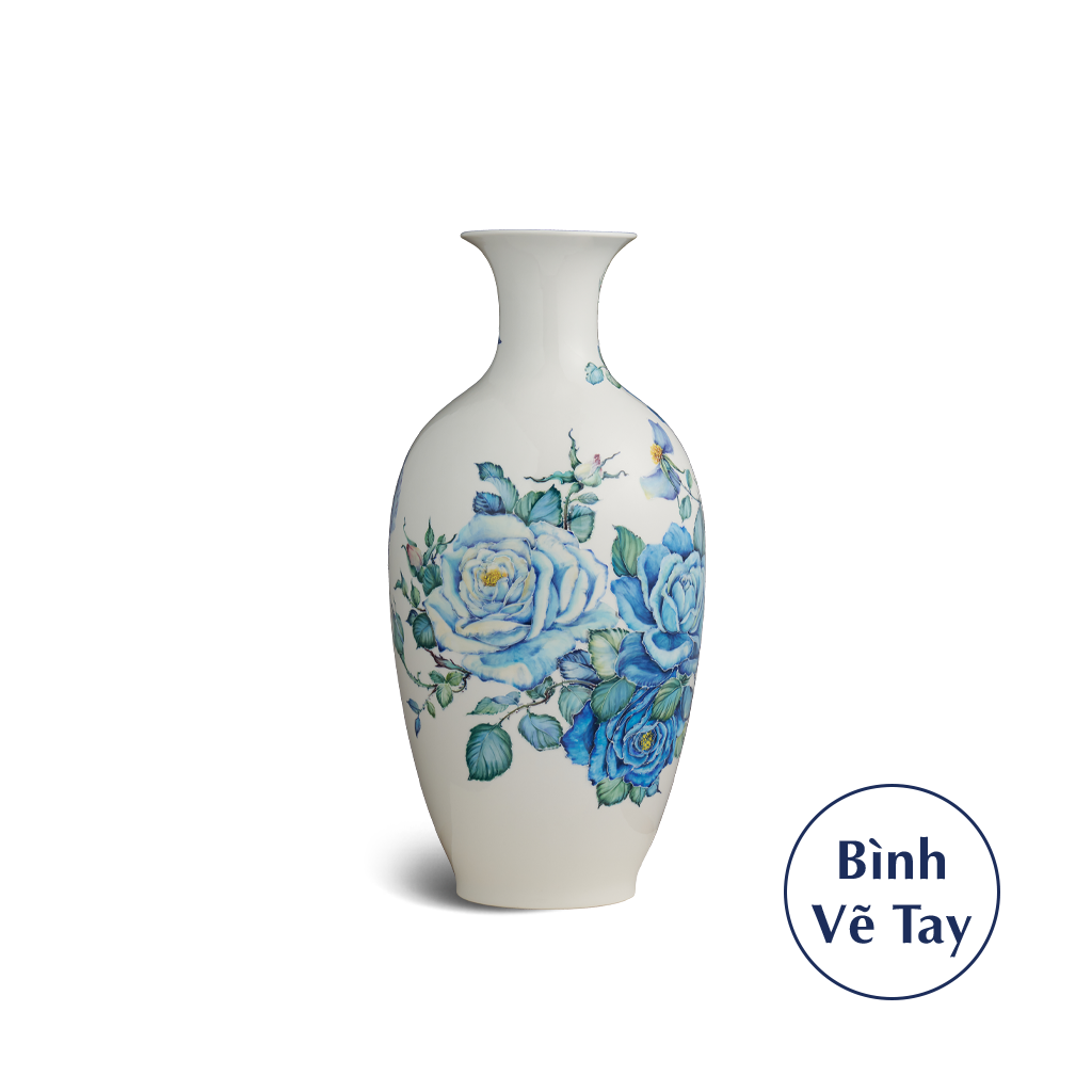 Bình hoa 42 cm - Hoa hồng xanh