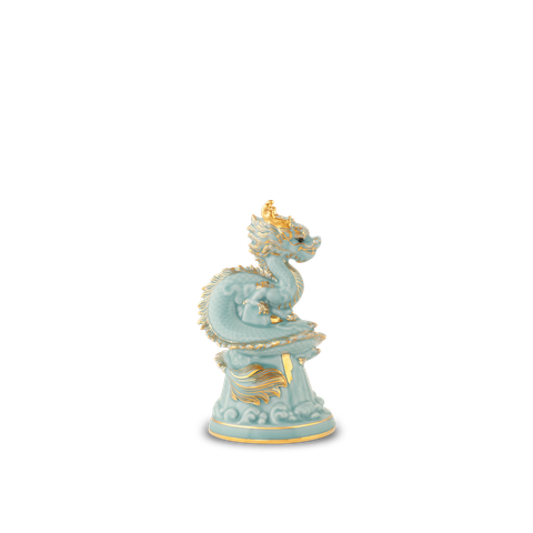  Tượng rồng Long Phù Đại Khánh 13.5 cm - Men Ngọc (bóng) 