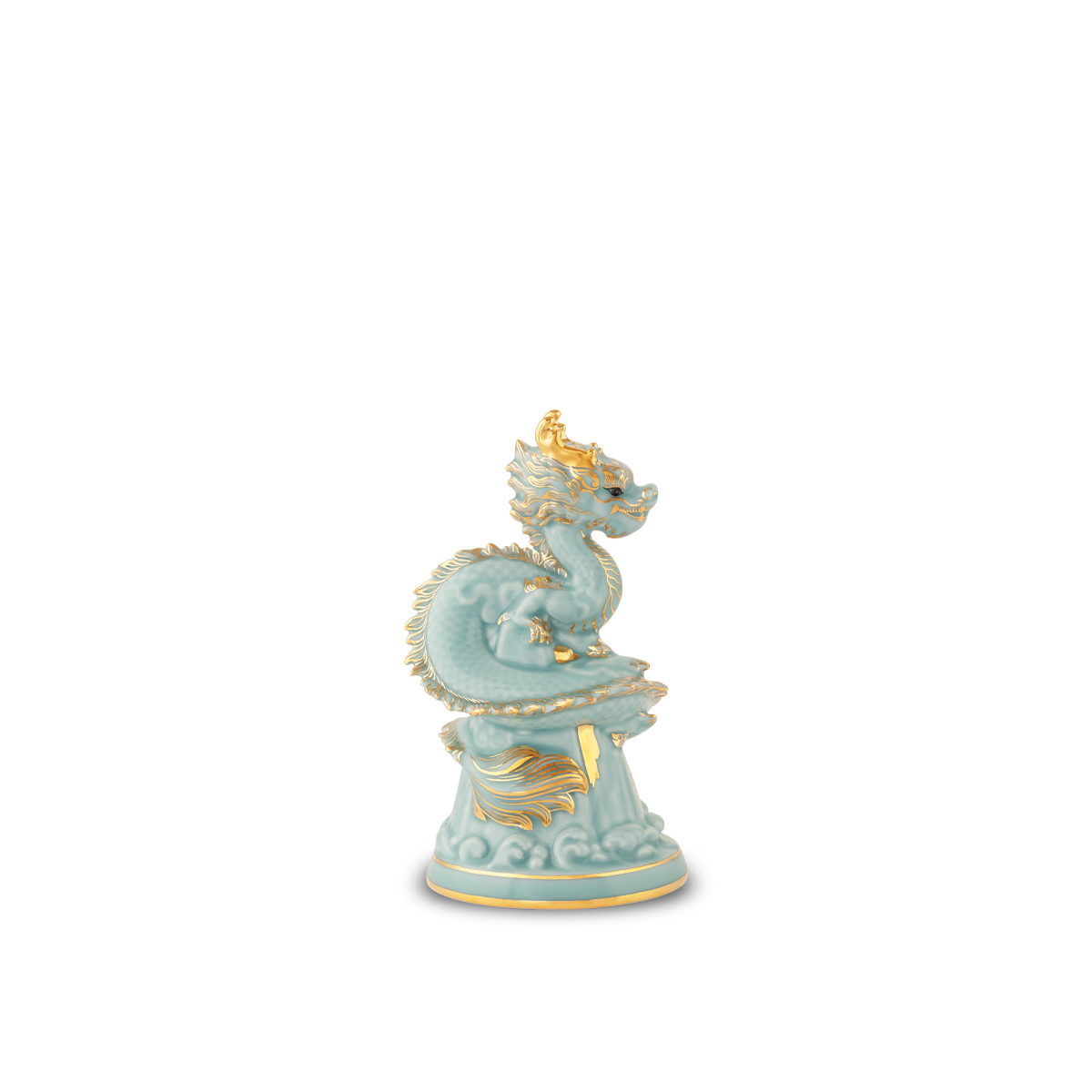 Tượng rồng Long Phù Đại Khánh 13.5 cm - Men Ngọc (bóng)