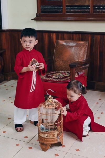  Áo dài Bé trai Gấm Đỏ 