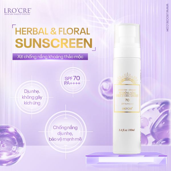  Xịt Chống Nắng Lro'Cre Herbal & Floral Sunscreen SPF70 PA++++ 100ml 