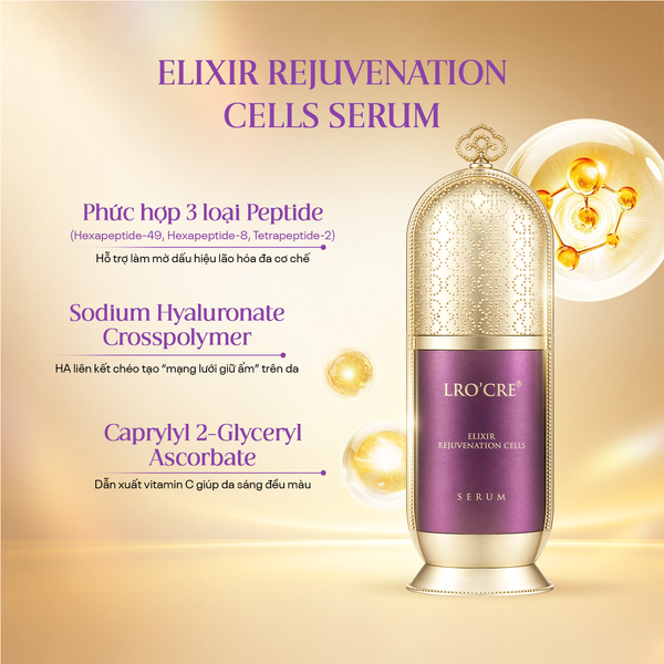  Serum Tự Sinh Hỗ Trợ Làm Mờ Nếp Nhăn Lro'Cre Elixir Rejuvenation Cells Serum 30ml 